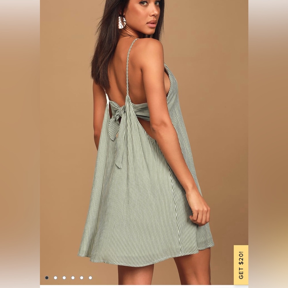 Lulus green and white tie back dress